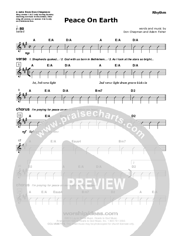 Peace On Earth Rhythm Chart (Don Chapman)