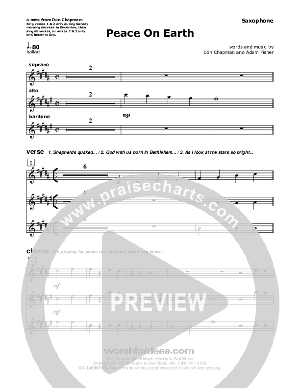 Peace On Earth Saxophone (Don Chapman)