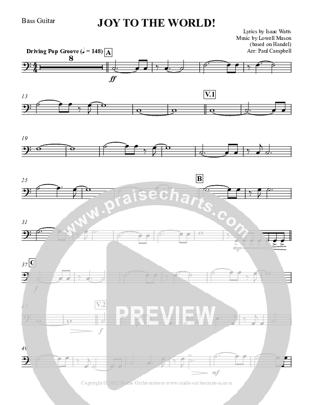 Joy To The World Bass Guitar (Paul Campbell)