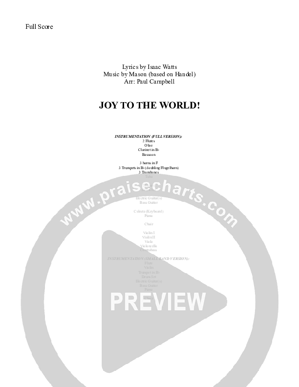 Joy To The World Orchestration (Paul Campbell)