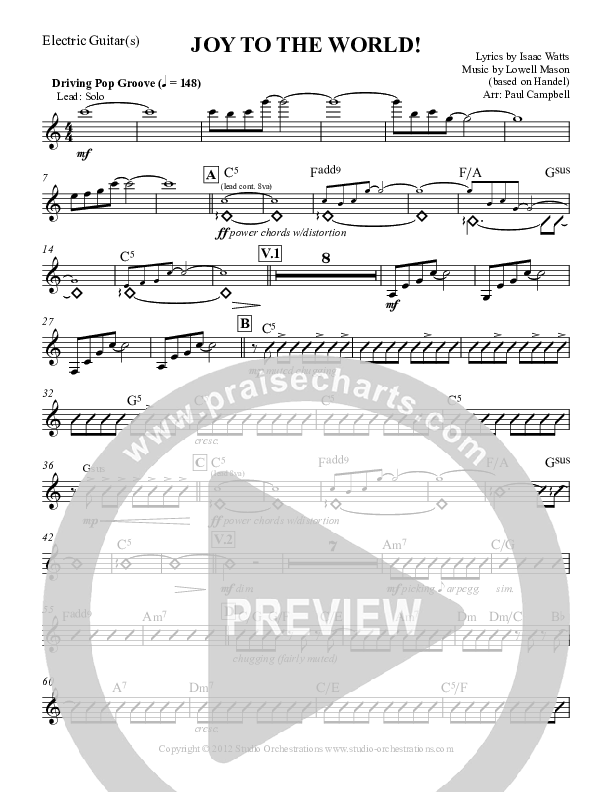 Joy To The World Electric Guitar (Paul Campbell)