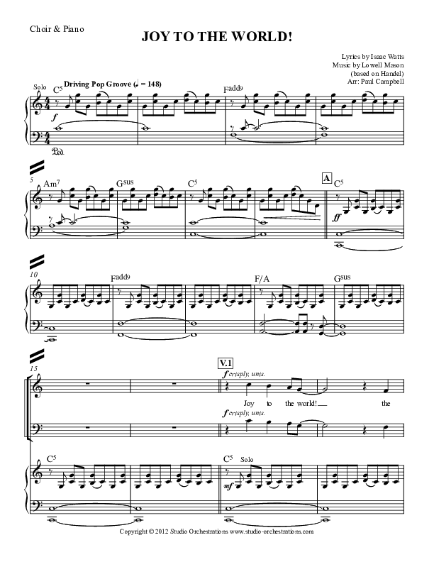 Joy To The World Piano/Vocal (Paul Campbell)