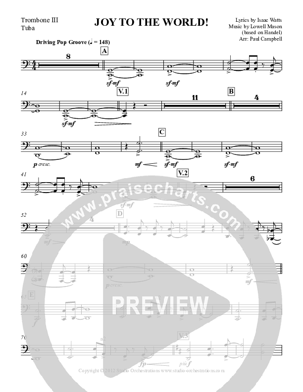 Joy To The World Trombone 3/Tuba (Paul Campbell)