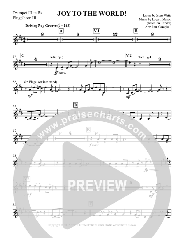 Joy To The World Trumpet 3 (Paul Campbell)
