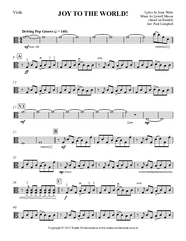 Joy To The World Viola (Paul Campbell)