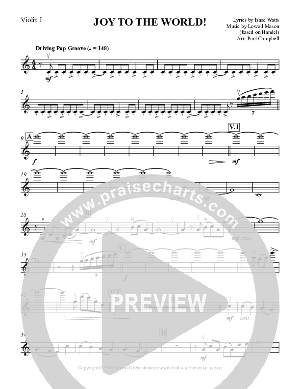 Joy To The World Violin 1 (Paul Campbell)