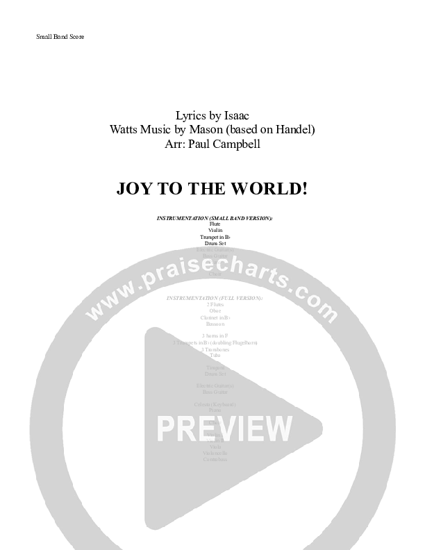 Joy To The World Cover Sheet (Paul Campbell)
