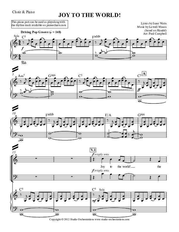 Joy To The World Piano/Vocal (Paul Campbell)