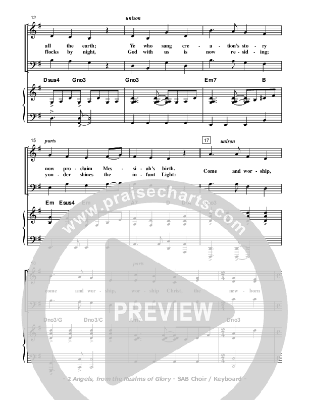 Angels From The Realms Of Glory Choir Sheet (Don Chapman)