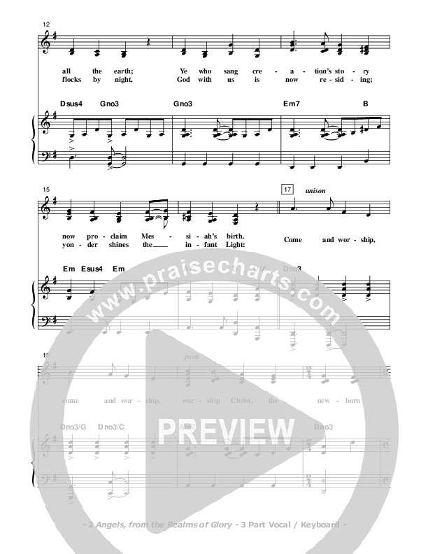 Angels From The Realms Of Glory Piano/Vocal (SAT) (Don Chapman)