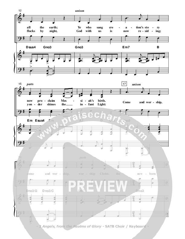 Angels From The Realms Of Glory Piano/Vocal (SATB) (Don Chapman)