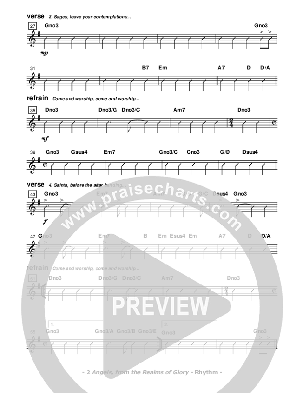 Angels From The Realms Of Glory Rhythm Chart (Don Chapman)