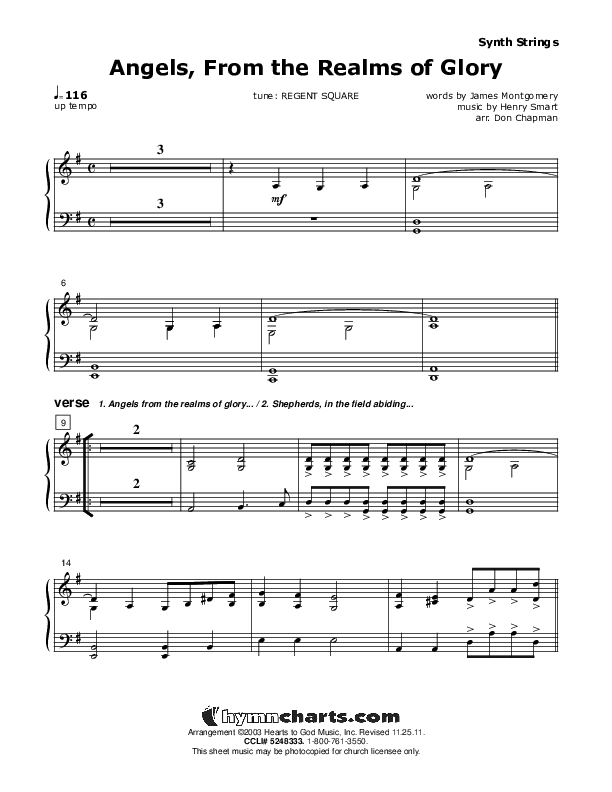 Angels From The Realms Of Glory Synth Strings (Don Chapman)