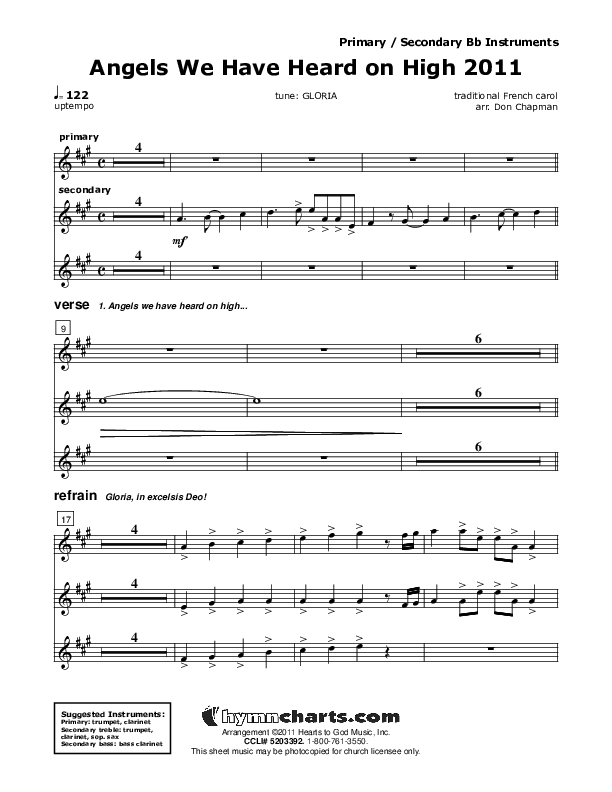 Angels We Have Heard On High Bb Instruments (Don Chapman)