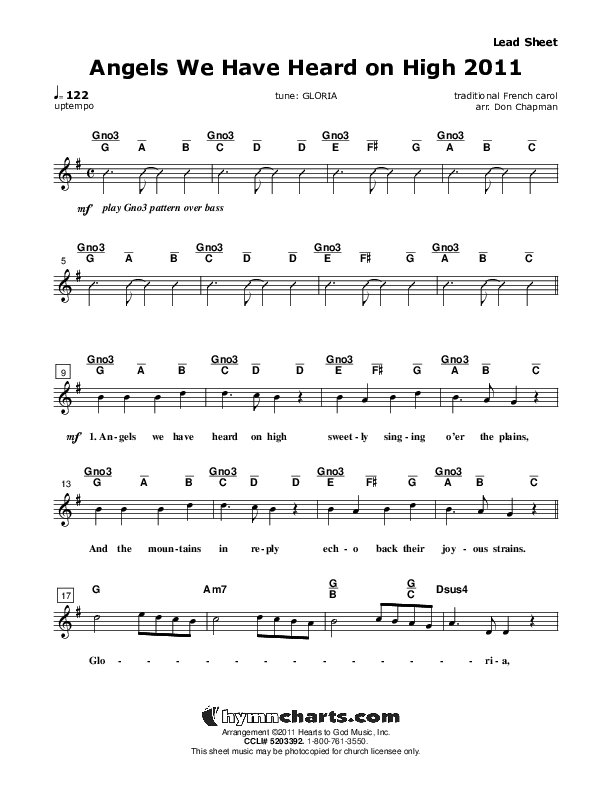 Angels We Have Heard On High Lead Sheet (Don Chapman)