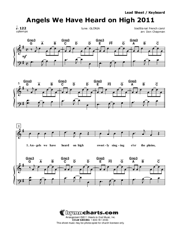 Angels We Have Heard On High Piano/Vocal (Don Chapman)