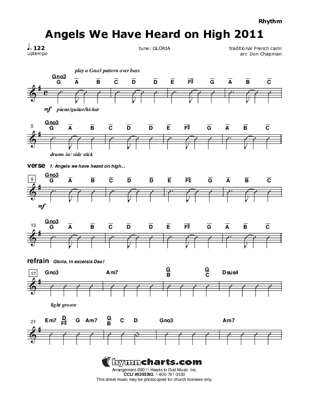 Angels We Have Heard On High Rhythm Chart (Don Chapman)