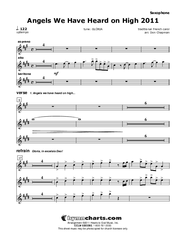 Angels We Have Heard On High Saxophone (Don Chapman)