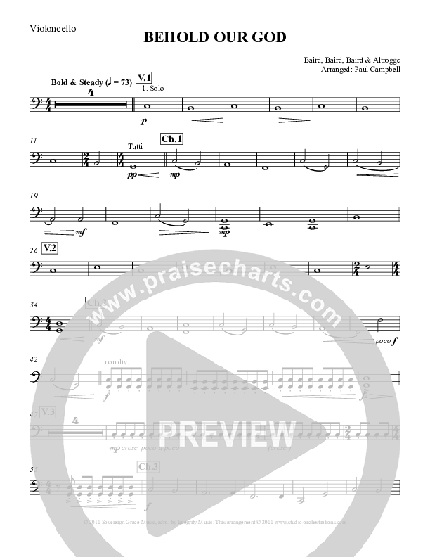 Behold Our God Violincello (Sovereign Grace / The Village Church)