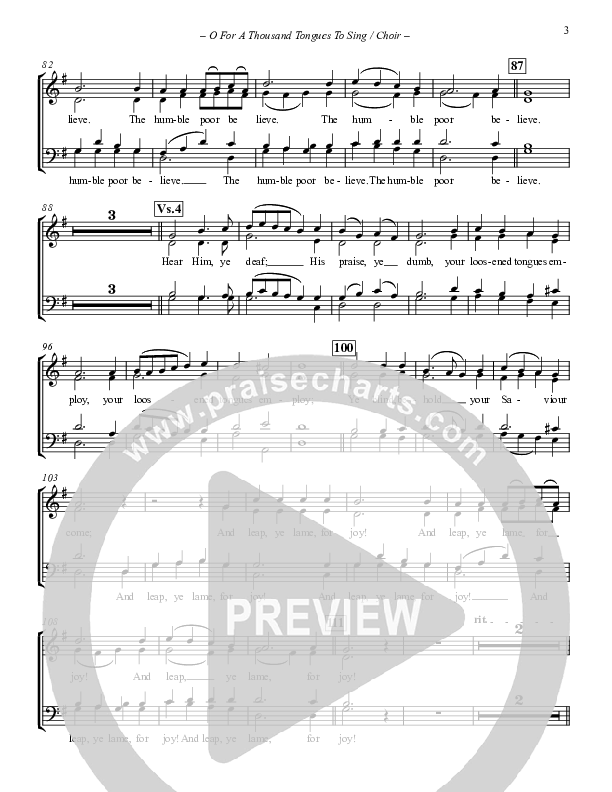 O For A Thousand Tongues To Sing Choir Sheet (Paul Campbell)