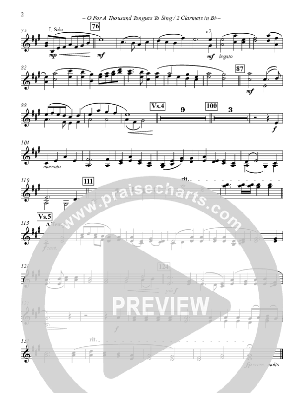 O For A Thousand Tongues To Sing Clarinet 1/2 (Paul Campbell)