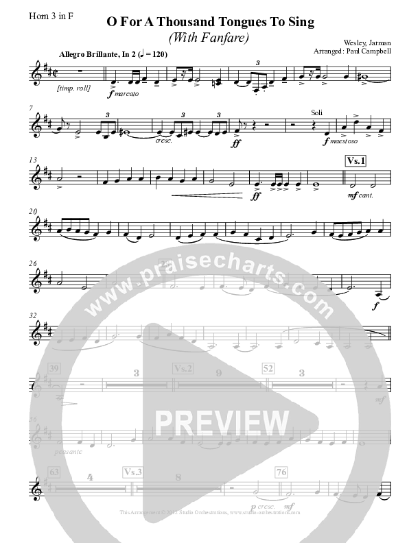 O For A Thousand Tongues To Sing French Horn 3 (Paul Campbell)