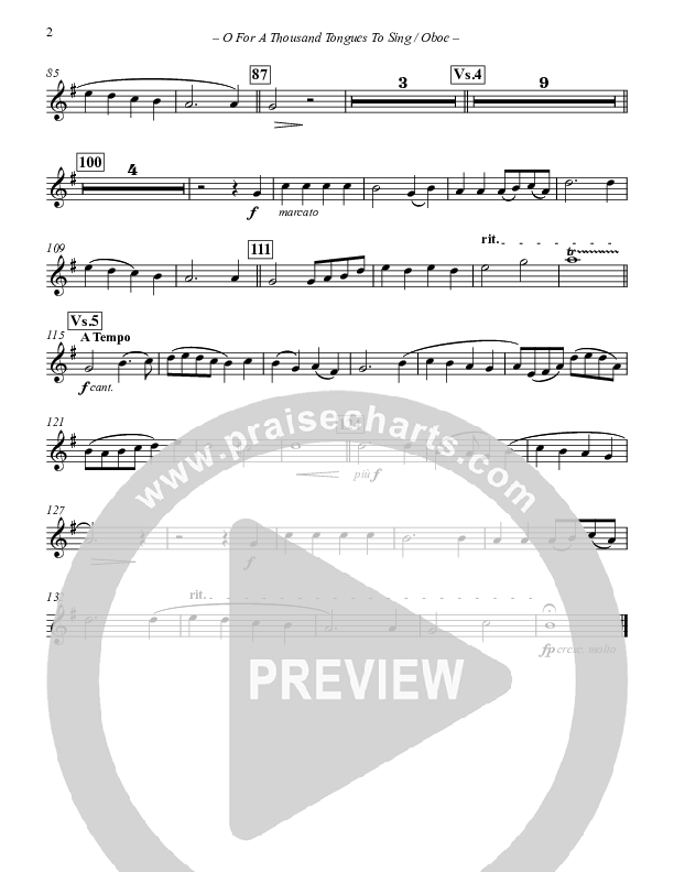 O For A Thousand Tongues To Sing Oboe (Paul Campbell)