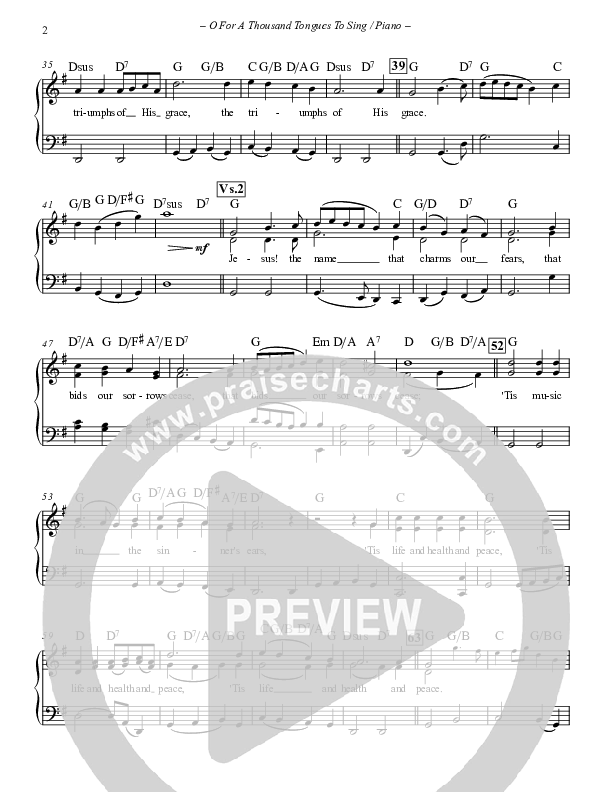 O For A Thousand Tongues To Sing Piano Sheet (Paul Campbell)