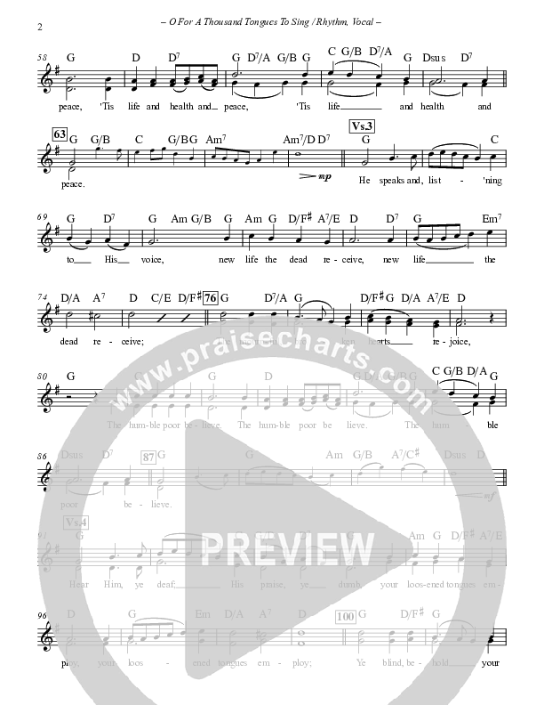 O For A Thousand Tongues To Sing Rhythm Chart (Paul Campbell)