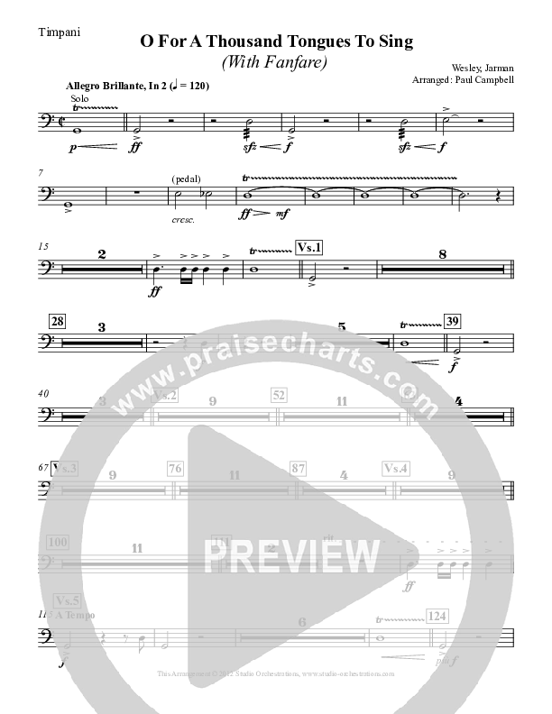 O For A Thousand Tongues To Sing Timpani (Paul Campbell)