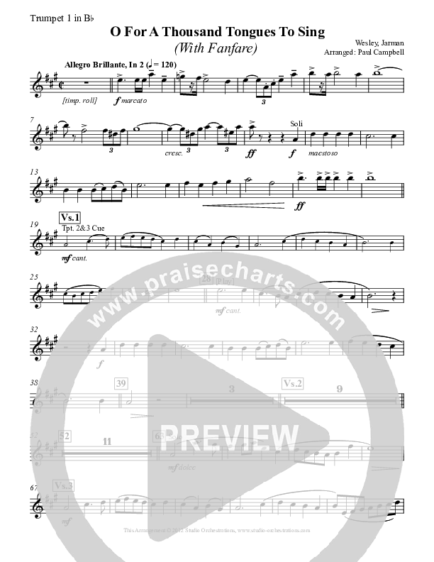 O For A Thousand Tongues To Sing Trumpet (Paul Campbell)