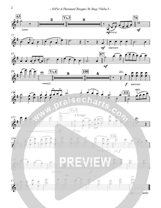 O For A Thousand Tongues To Sing Violin 1 (Paul Campbell)