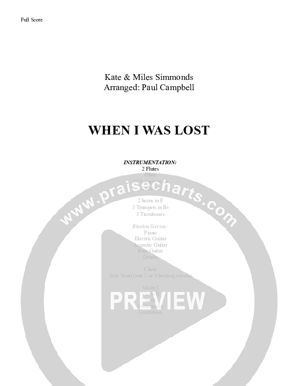 When I Was Lost (There Is A New Song) Cover Sheet (Paul Campbell)