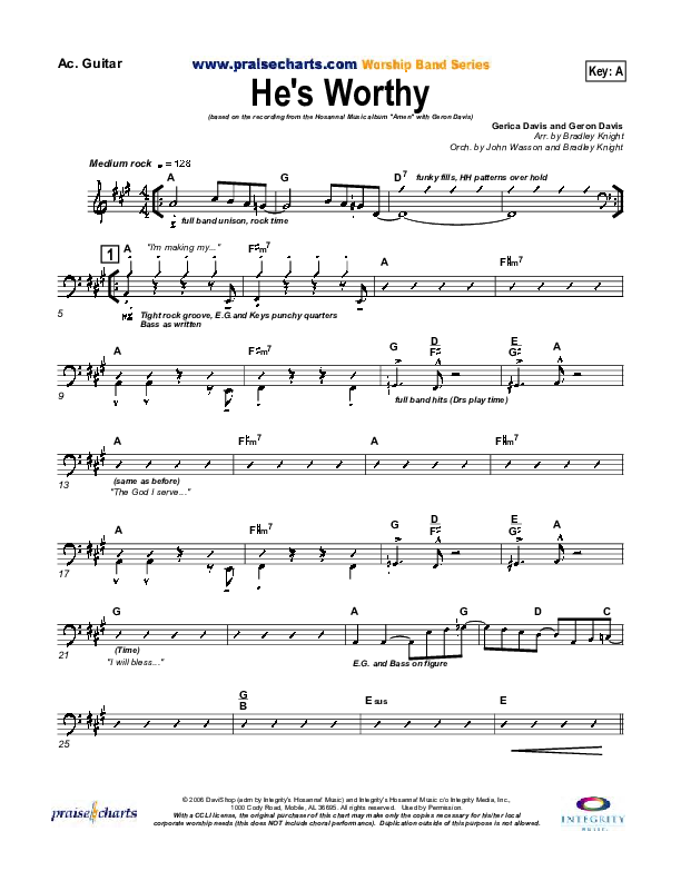 He's Worthy Acoustic Guitar (Geron Davis)