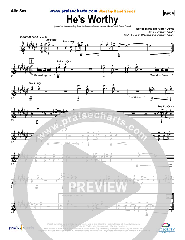 He's Worthy Alto Sax (Geron Davis)