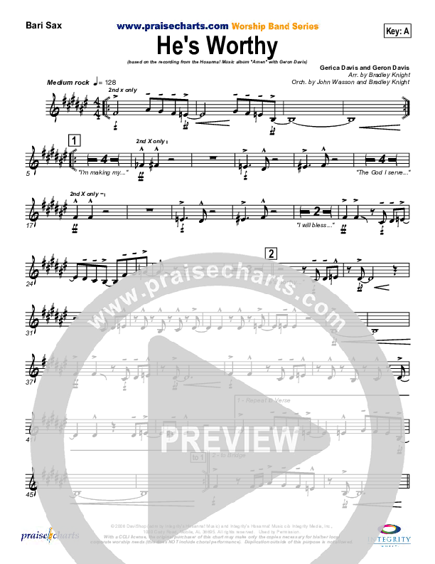 He's Worthy Bari Sax (Geron Davis)