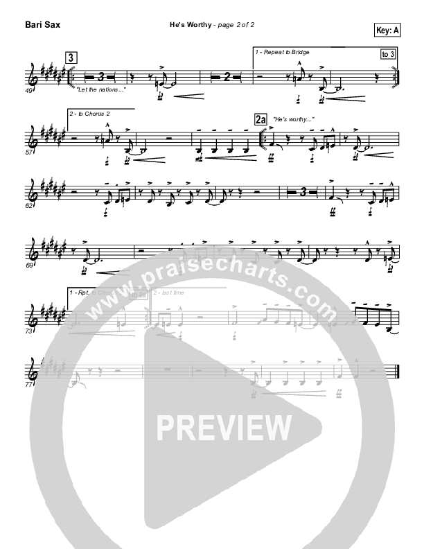 He's Worthy Bari Sax (Geron Davis)