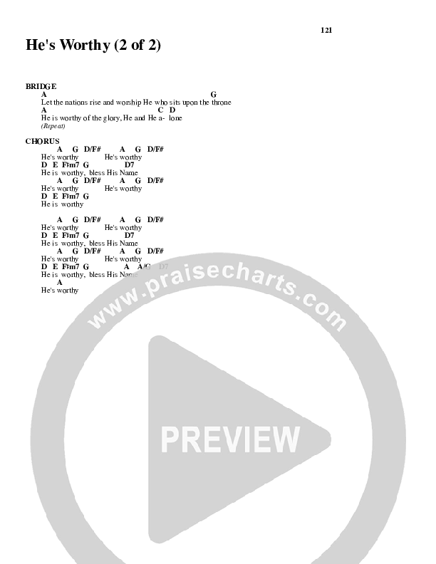 He's Worthy Chord Chart (Geron Davis)