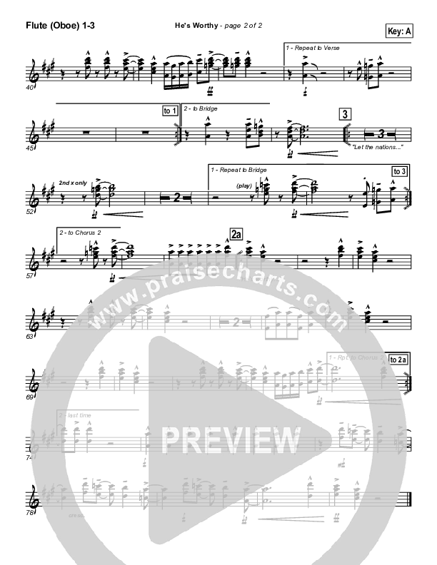 He's Worthy Flute/Oboe 1/2/3 (Geron Davis)