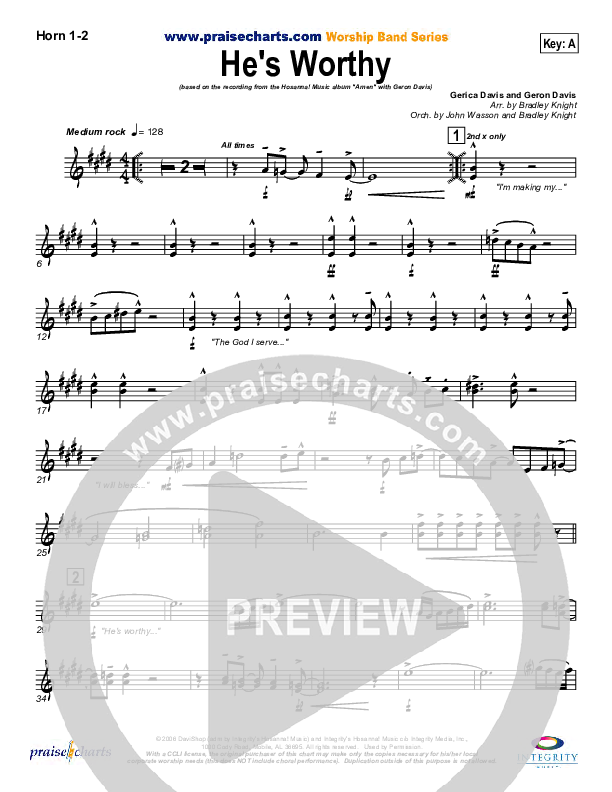 He's Worthy French Horn 1/2 (Geron Davis)