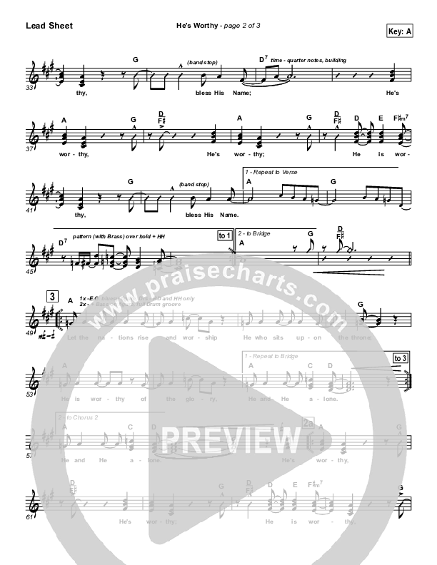 He's Worthy Lead Sheet (Geron Davis)