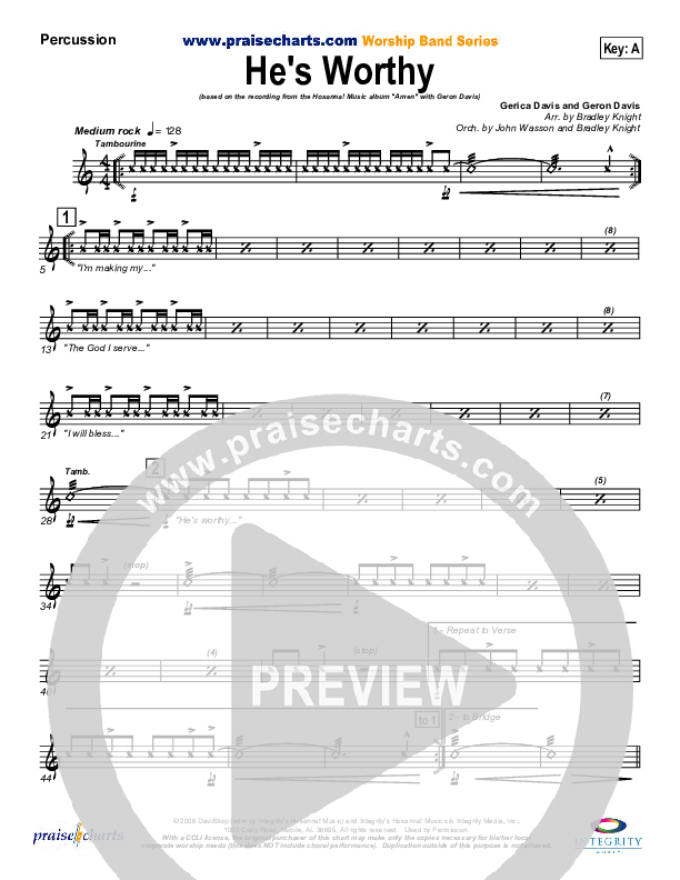 He's Worthy Percussion (Geron Davis)