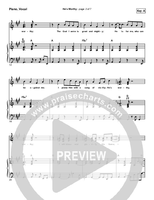 He's Worthy Piano/Vocal (Geron Davis)