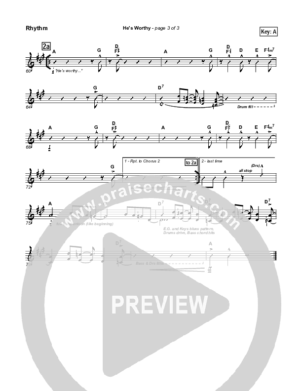 He's Worthy Rhythm Chart (Geron Davis)