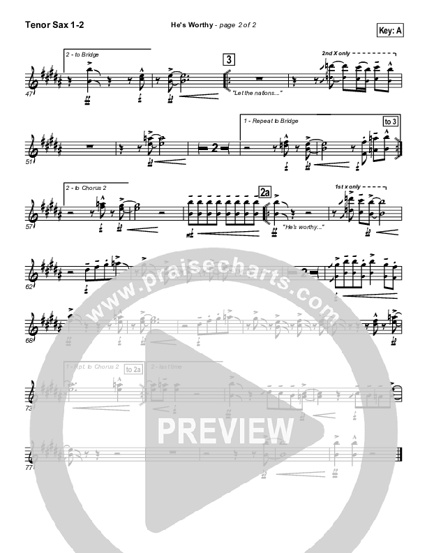 He's Worthy Tenor Sax 1/2 (Geron Davis)