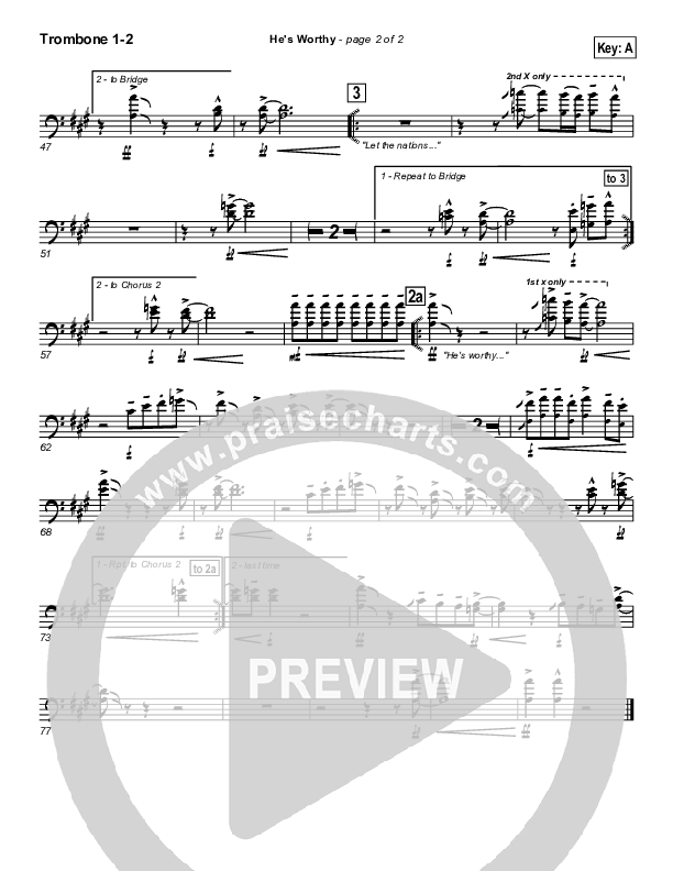 He's Worthy Trombone 1/2 (Geron Davis)