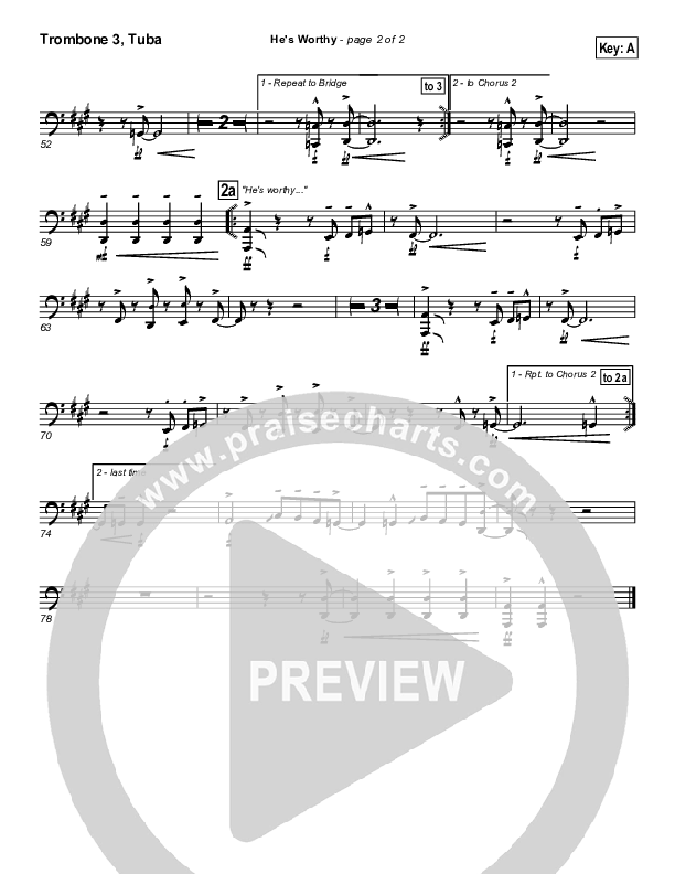 He's Worthy Trombone 3/Tuba (Geron Davis)