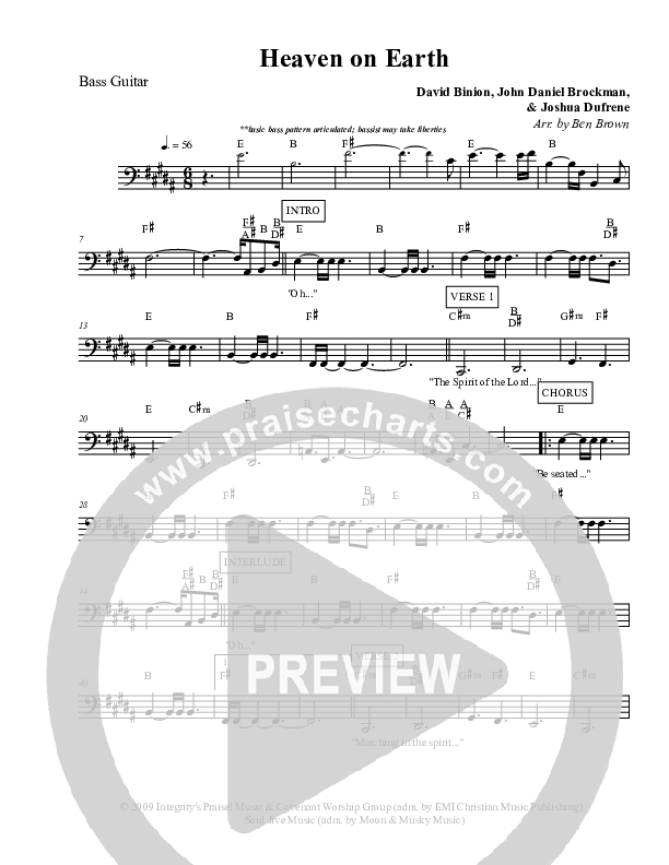 Heaven On Earth Bass Guitar (Micah Stampley)