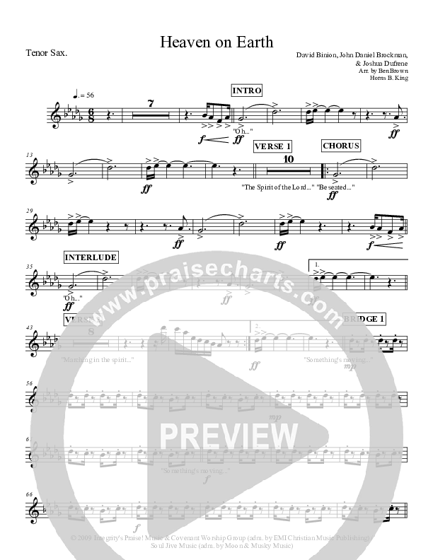 Heaven On Earth Tenor Sax 2 (Micah Stampley)