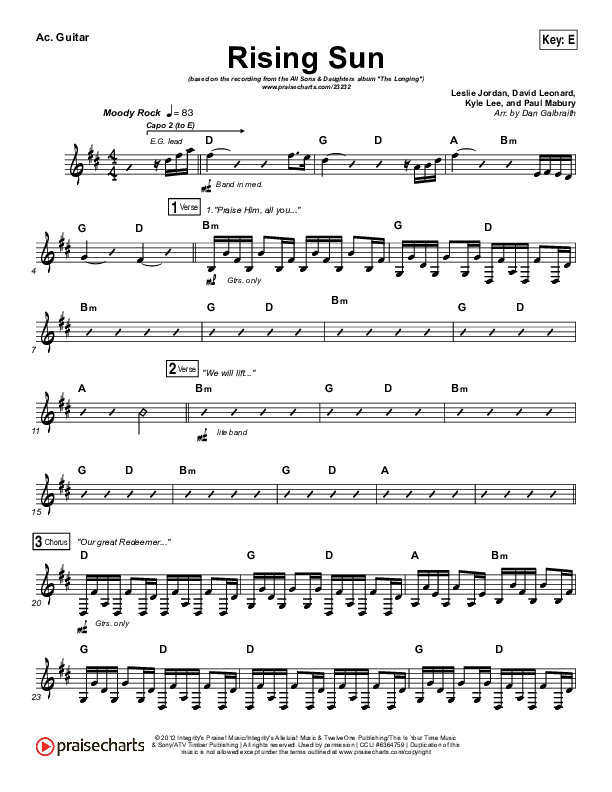 Rising Sun Acoustic Guitar (All Sons & Daughters)